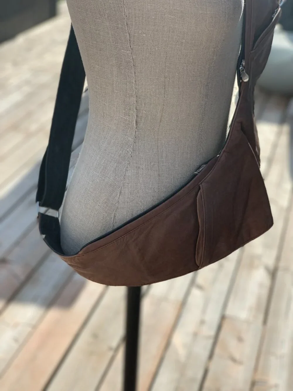 Sash Leather Crossbody Bag Purse Wallet Soft Sling Adjustable Strap Zip Pockets - Picture 6 of 11